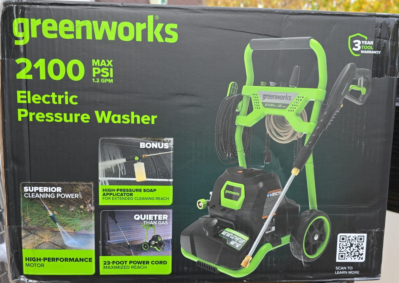 Greenworks 2100PSI Cold Water Electric Pressure Washer