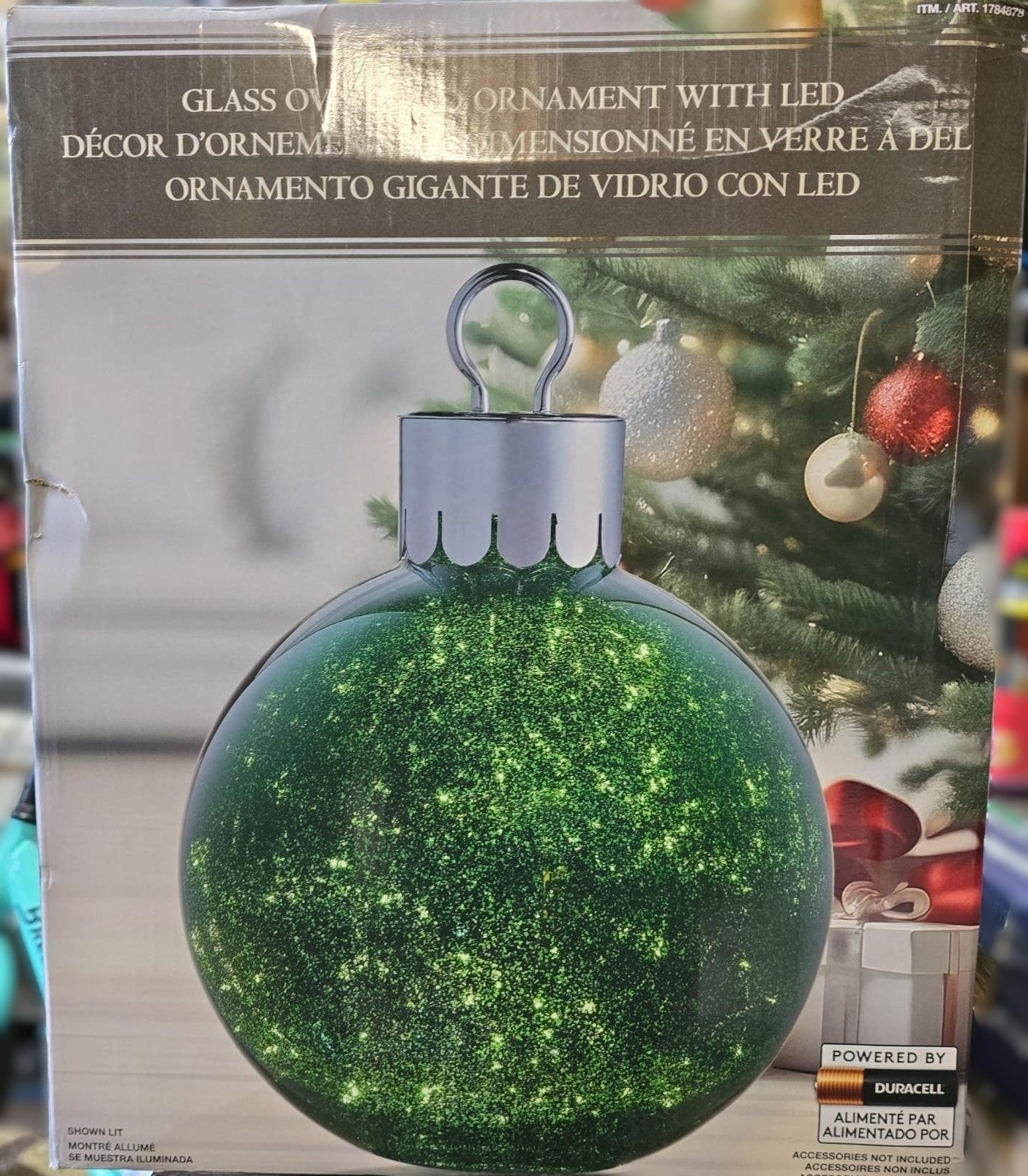 GLASS OVERSIZED ORNAMENT WITH LED ASSORTED