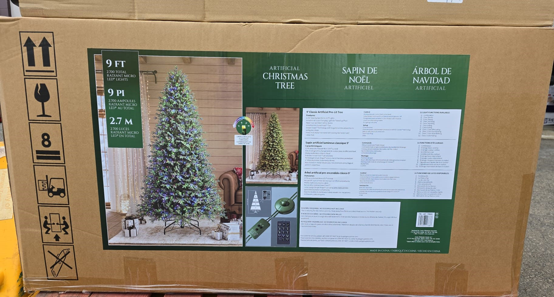 9 ft Pre-Lit Aspen Artificial Christmas Tree, 2,700 Color- Changing Radiant Micro Twinkle LED® Lights