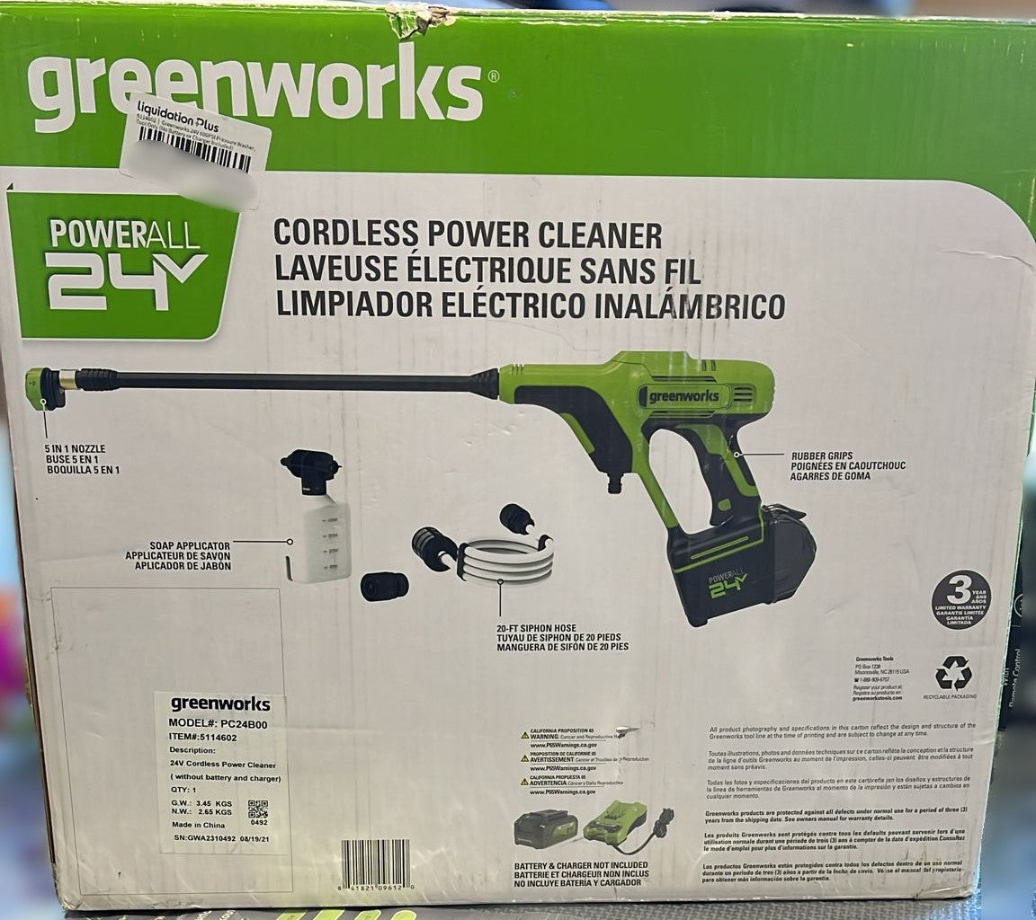 Greenworks 24V 600PSI Pressure Washer, Tool Only (No Battery or Charger Included)