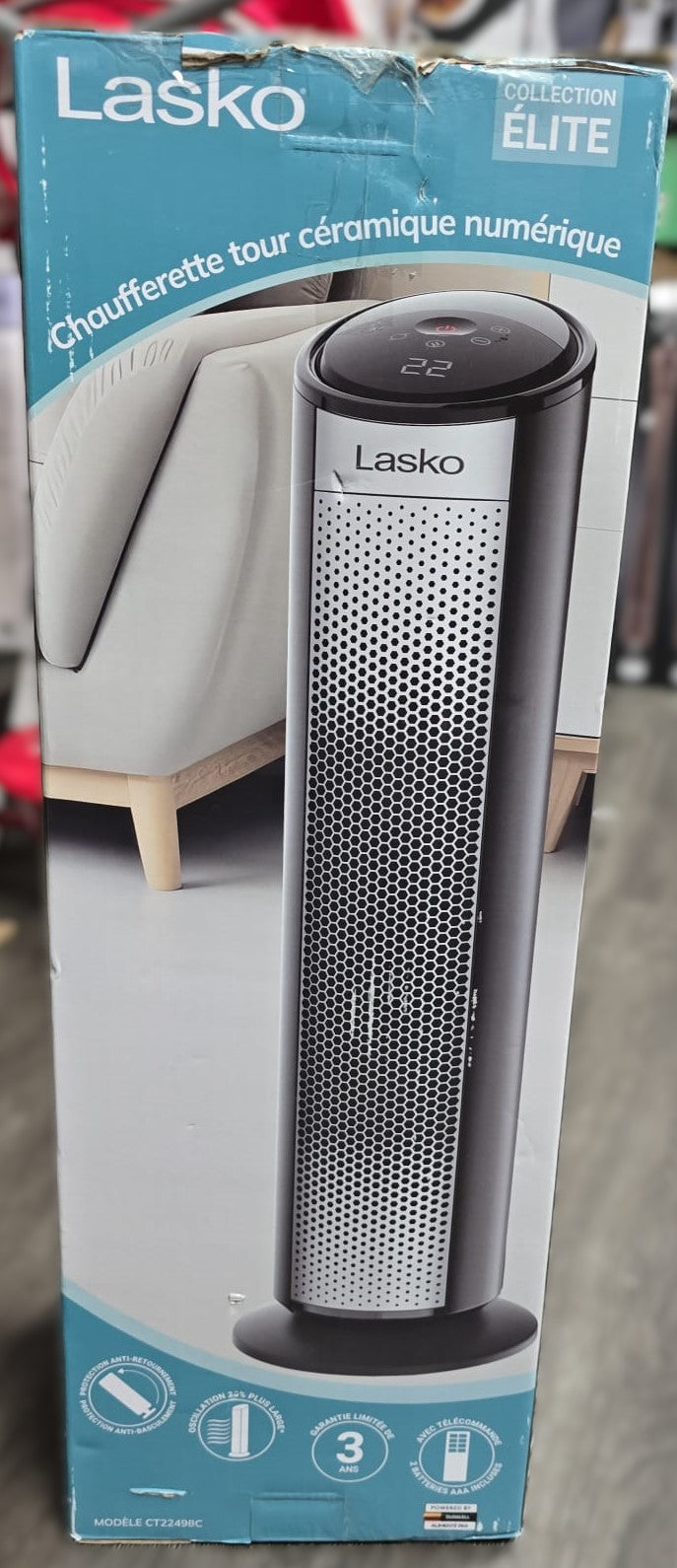 Lasko 55.88 cm (22 in.) Elite Collection Digital Ceramic Tower Space Heater