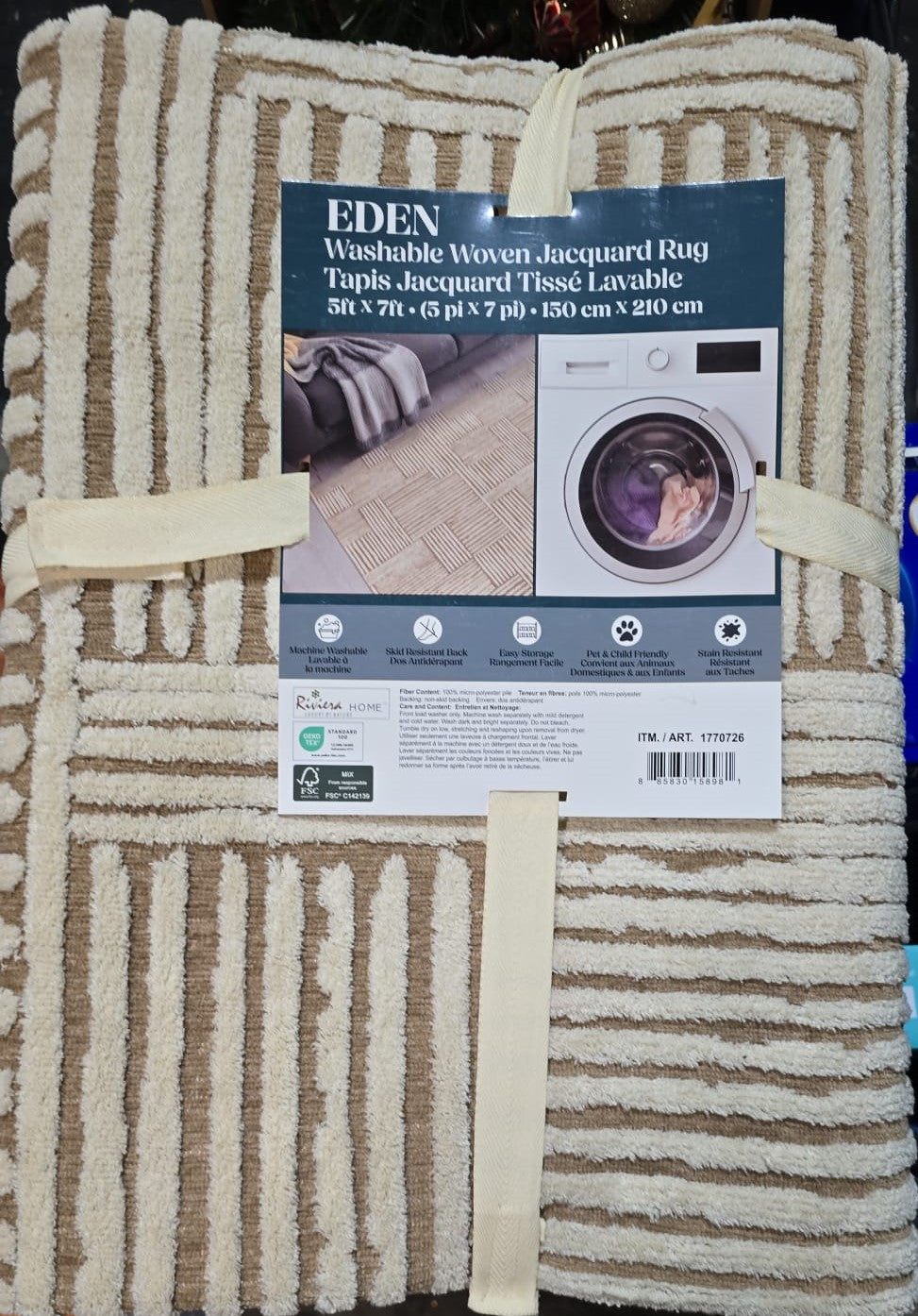 EDEN WASHABLE AREA RUG 5 X 7