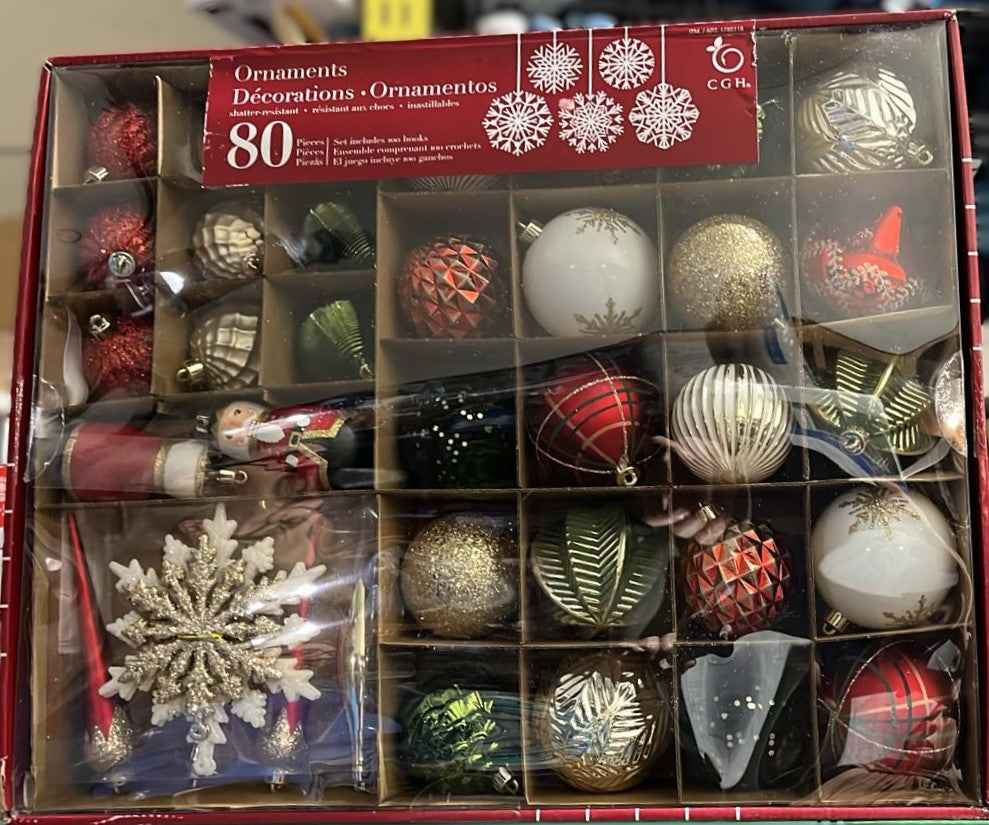 CGH Holiday Ornament Assortment 80 Piece Set