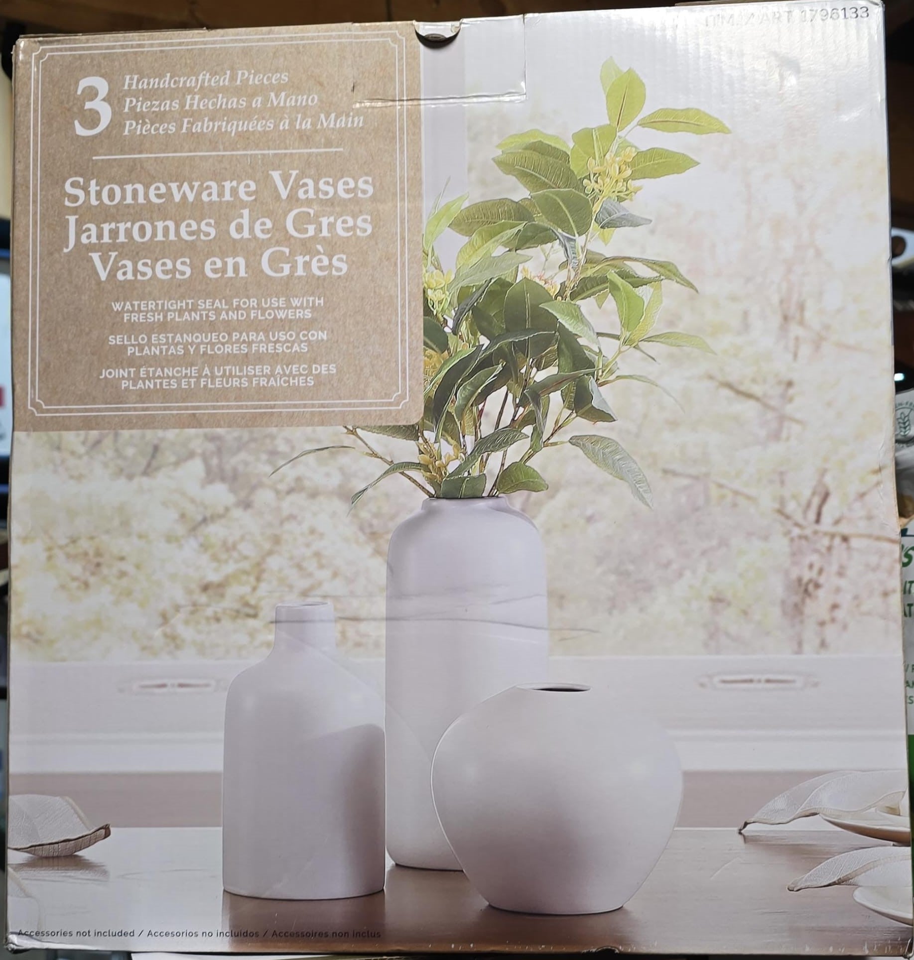 STONEWARE VASES 3 PIECES