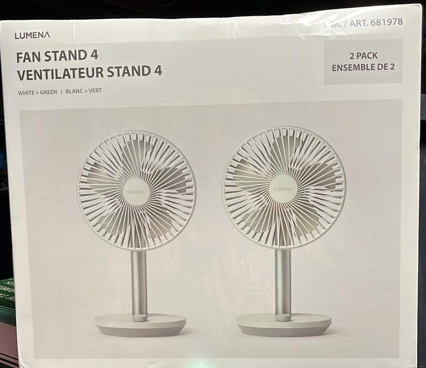 Lumena Stand 4 Cordless Desk Fan 2 pack, 17.78 cm (7 in.)