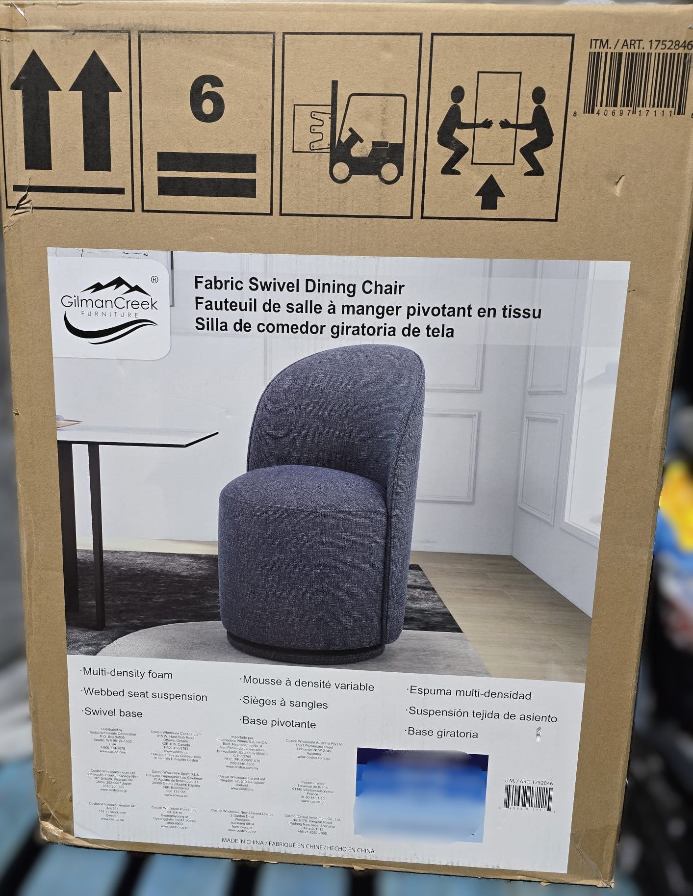 Gilman Creek Kali Fabric Swivel Dining Chair