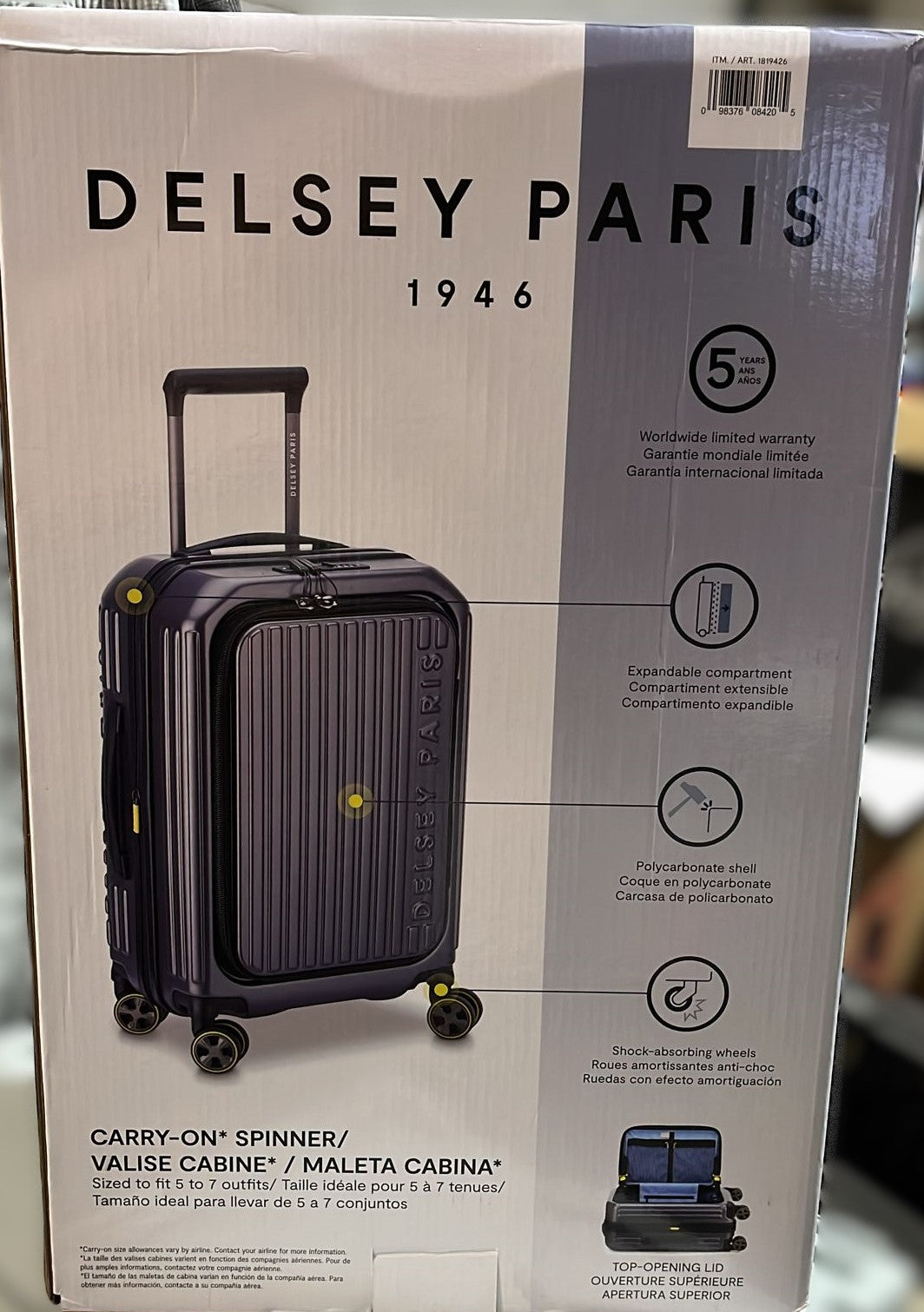 DELSEY PARIS Front-lid Opening Carry-on Spinner Suitcase