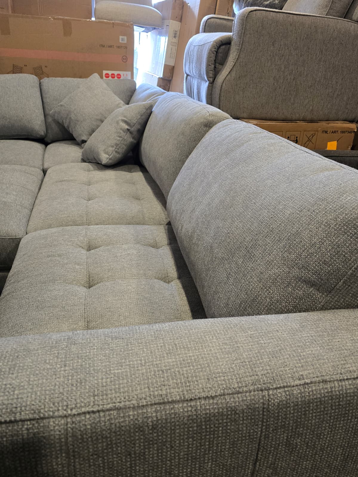 Thomasville Left-hand Facing Fabric Sectional with Storage Ottoman