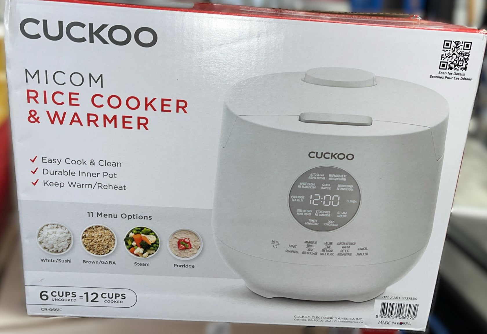 CUCKOO 6 cup Multifunctional Micom Rice Cooker and Warmer