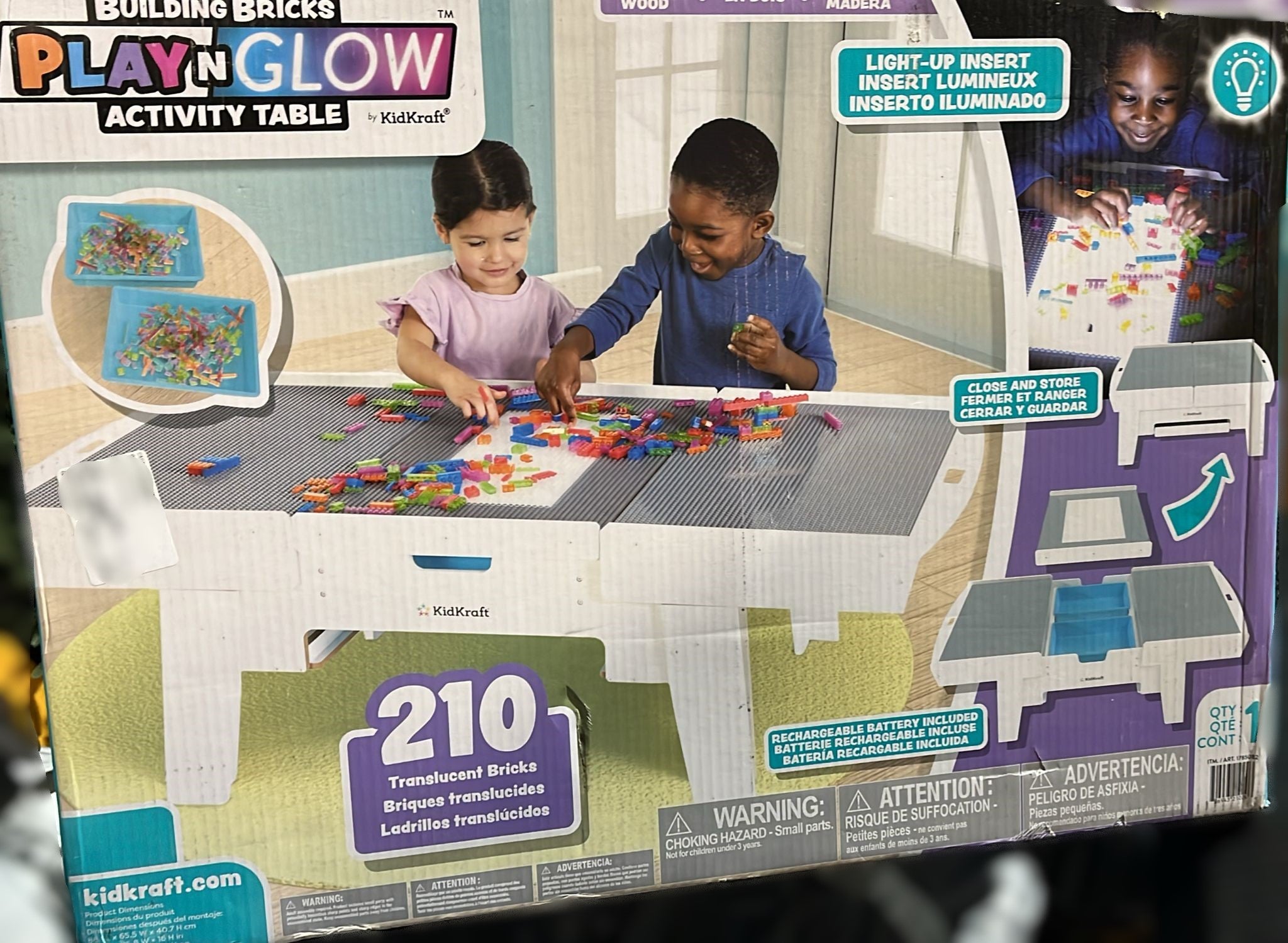 KidKraft Building Bricks Play N Glow Light-Up Table