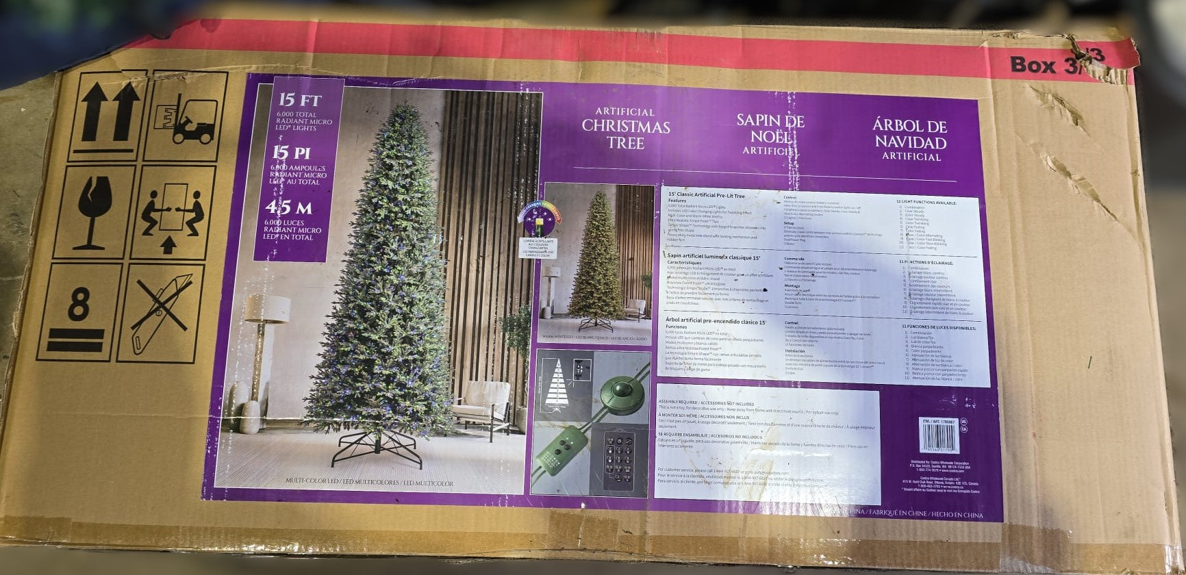 15ft (4.6m) Pre-Lit Aspen Artificial Christmas Tree With 6,000 Colour-Changing LED Lights