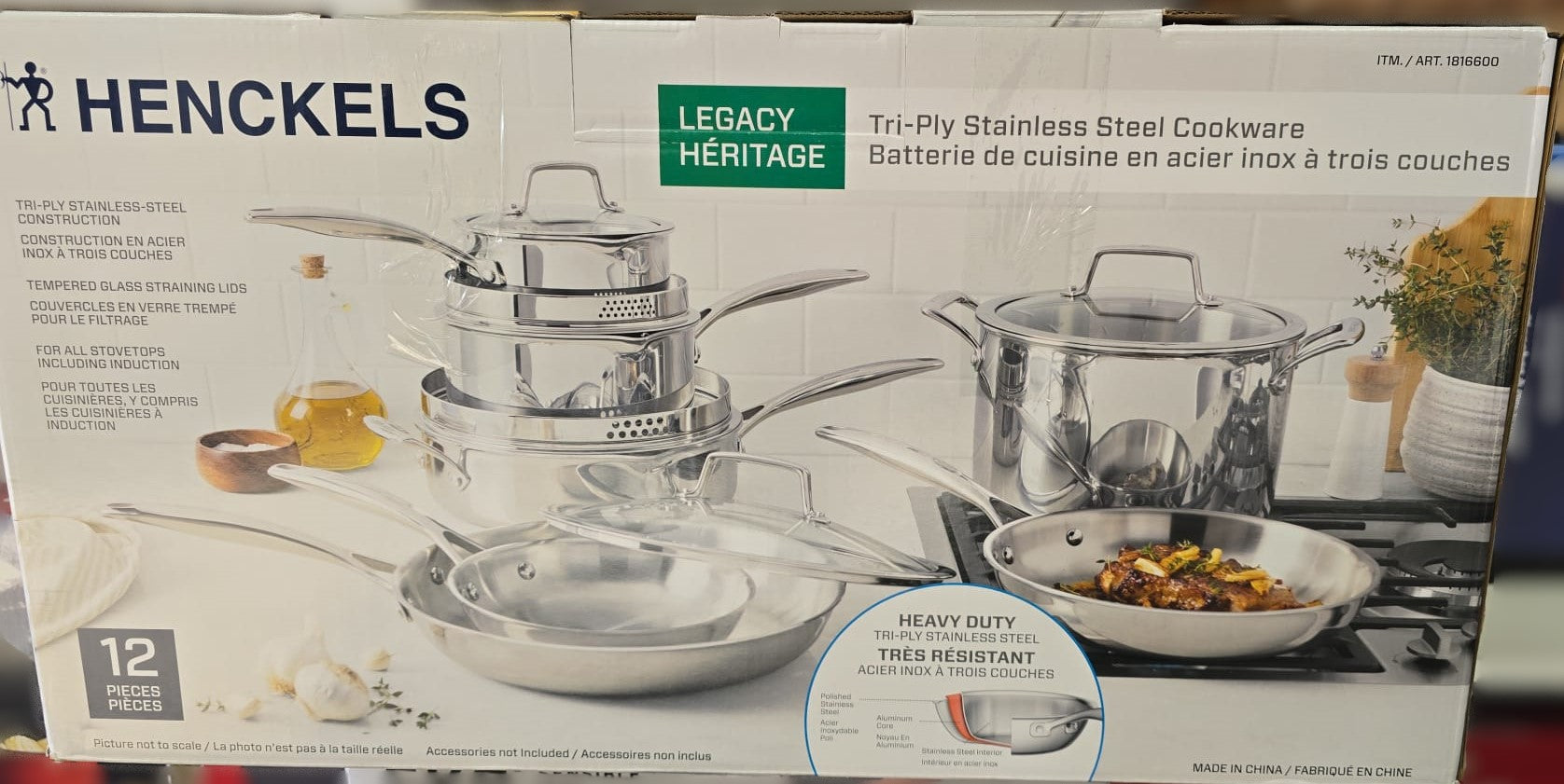 Henckels Tri-Ply Clad Stainless Steel 12-piece Cookware Set