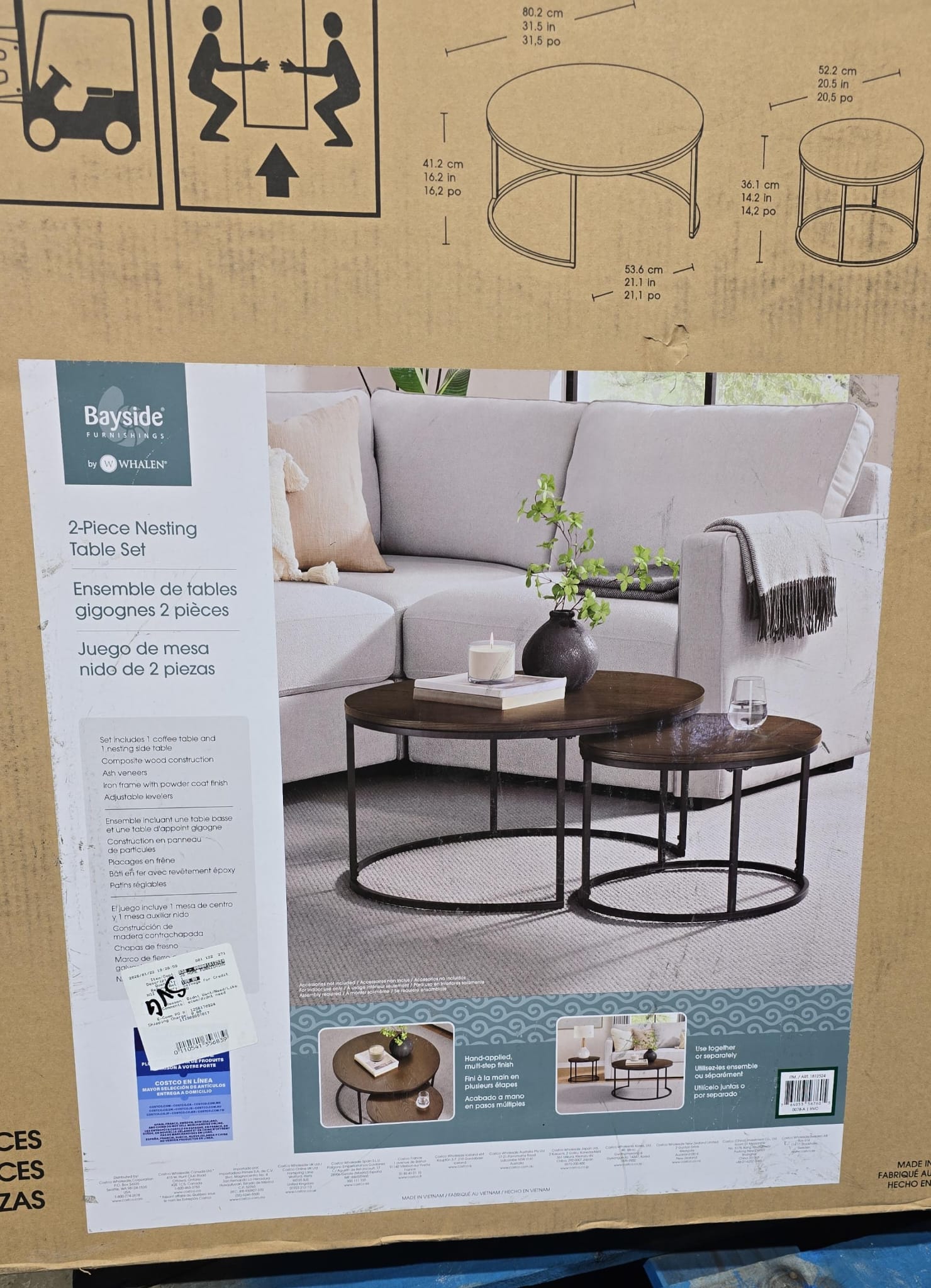 Bayside Furnishings 2-piece Nesting Table Set, 80 cm (31.5 in.) and 52 cm (20.5 in.)