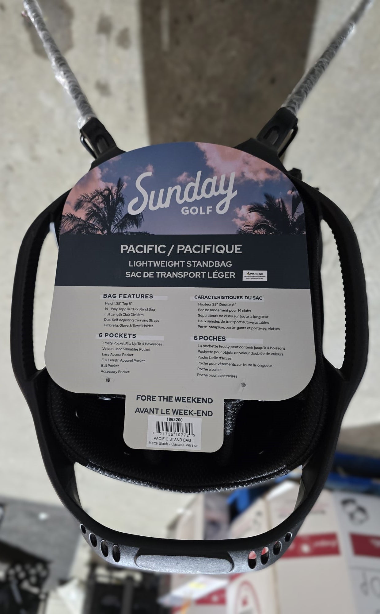 Sunday Golf Pacific 14 Club Golf Stand Bag With 6 Can Cooler