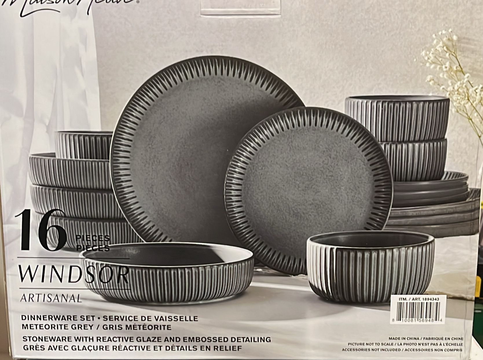 Maison Neuve Windsor Stoneware Dinnerware Set, 16-piece