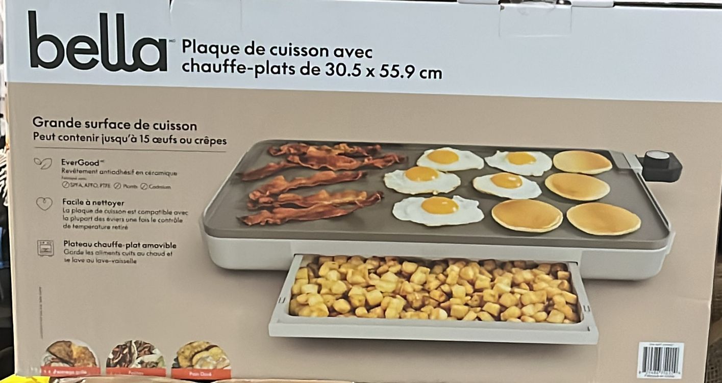 bella 12" x 22" XL Griddle with Warming Tray