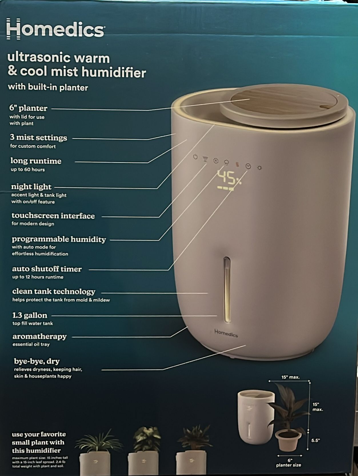 Homedics Natura Ultrasonic Warm & Cool Mist Humidifier