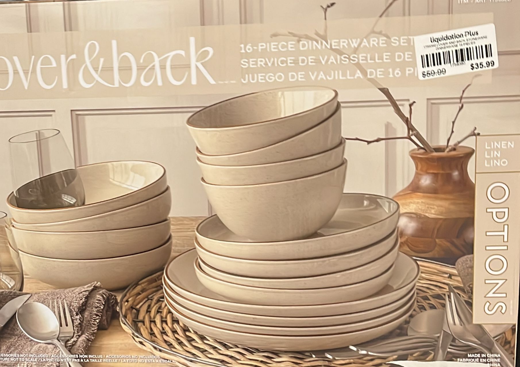 over&back Options 16-piece Dinnerware Set