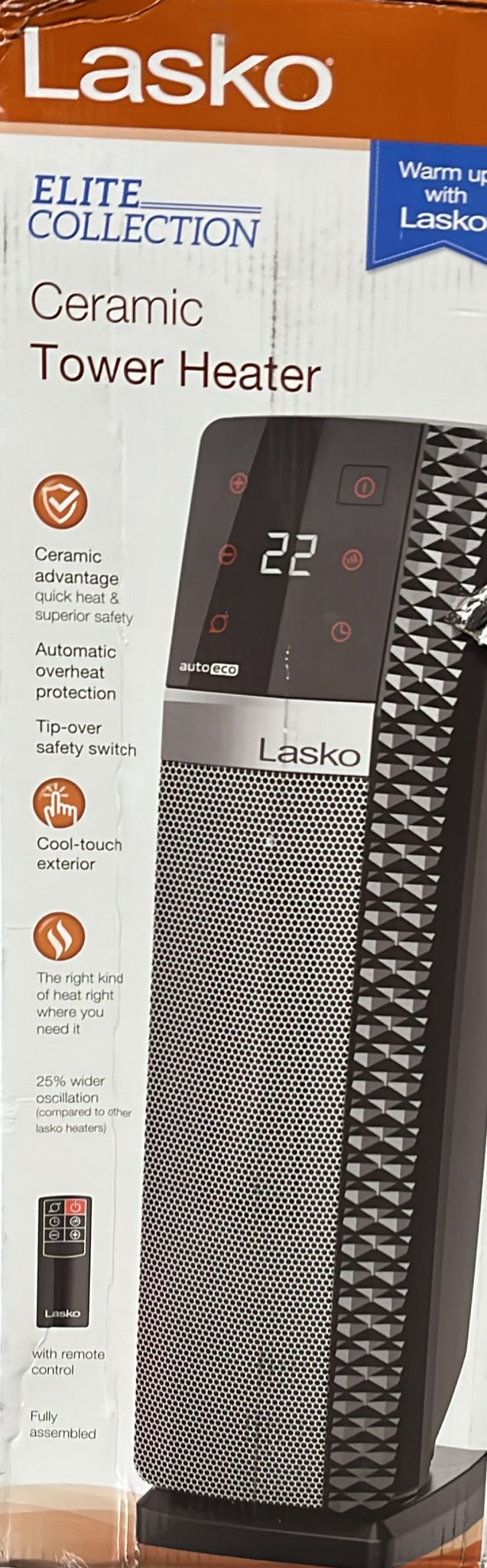 Lasko Elite Collection CT22445C 22” Ceramic Tower Heater