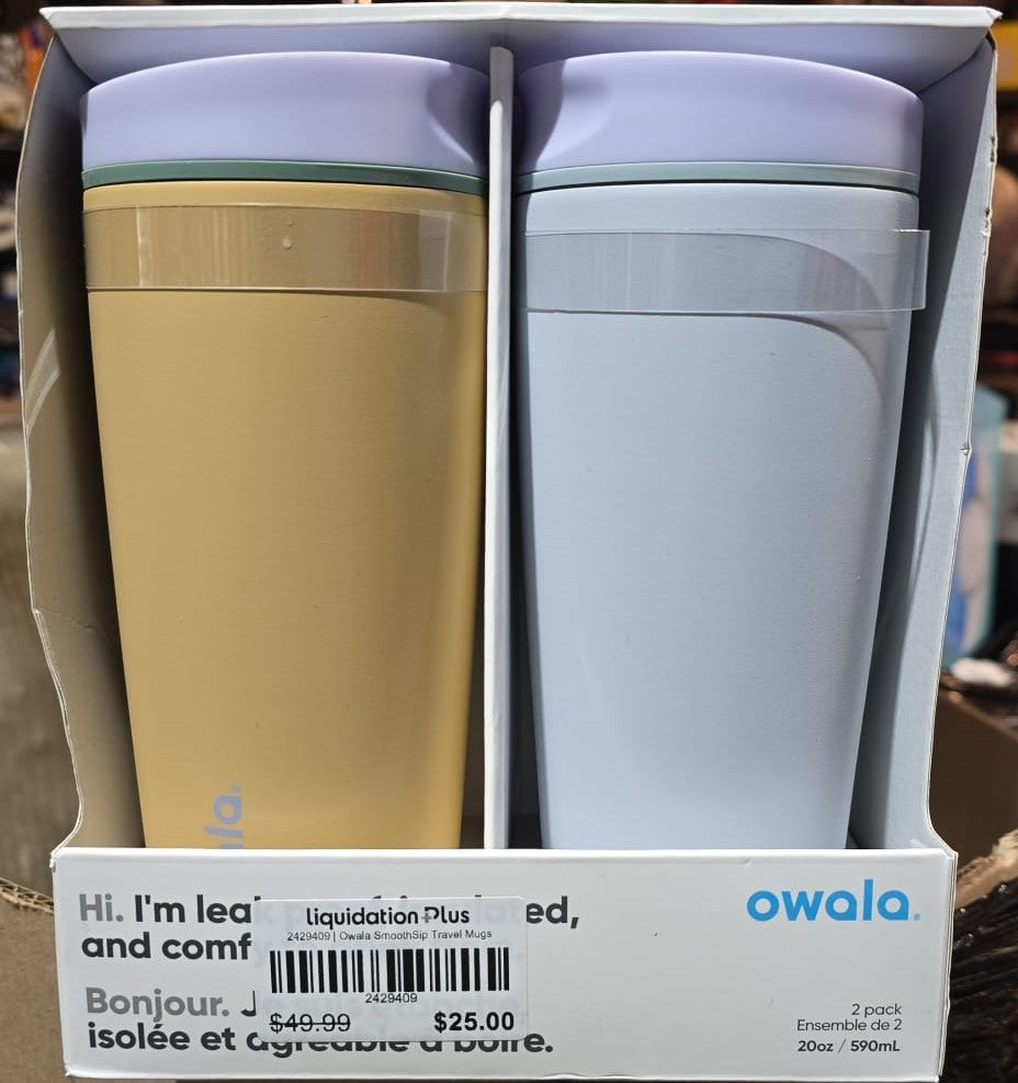 Owala SmoothSip 590 mL (20 oz.) Travel Mug, 2-pack