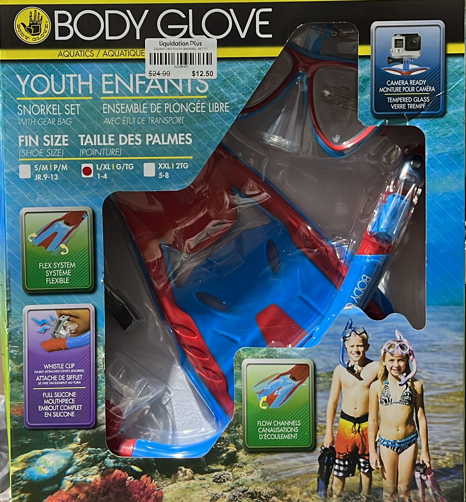 BODY GLOVE YOUTH SNORKEL SET SIZES (L XL)
