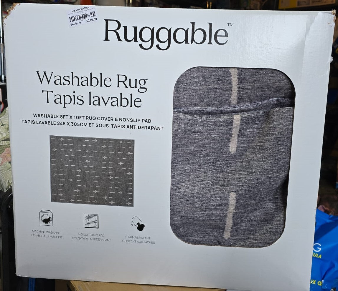 RUGGABLE WASHABLE AREA RUG 8 FT X 10 FT