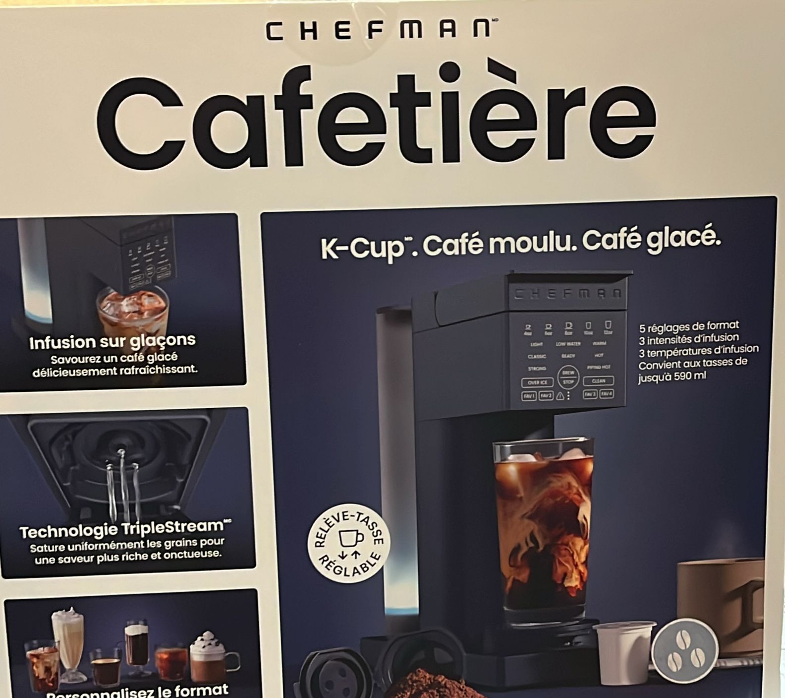 Chefman Caffeinator Single Serve Coffee Machine, Ground and K-Cup Compatible, Iced Coffee Function