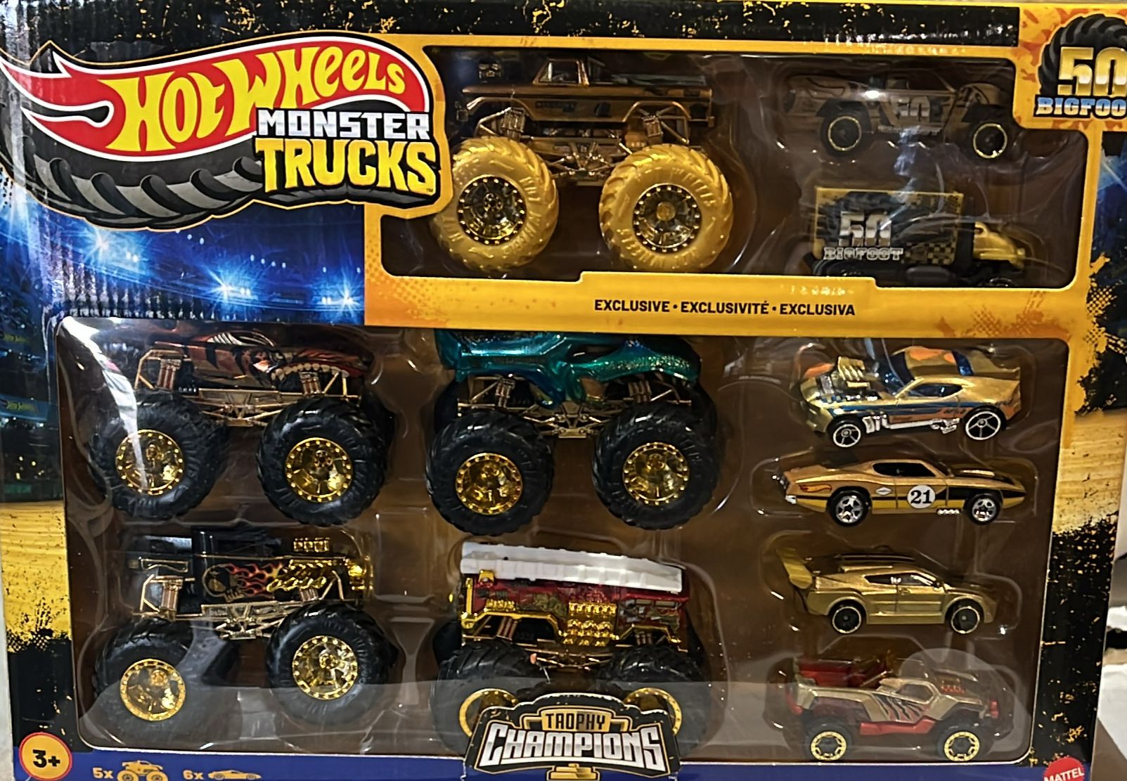 Hot Wheels Monster Truck Big Foot Trophy Champions Car & Truck Multipack