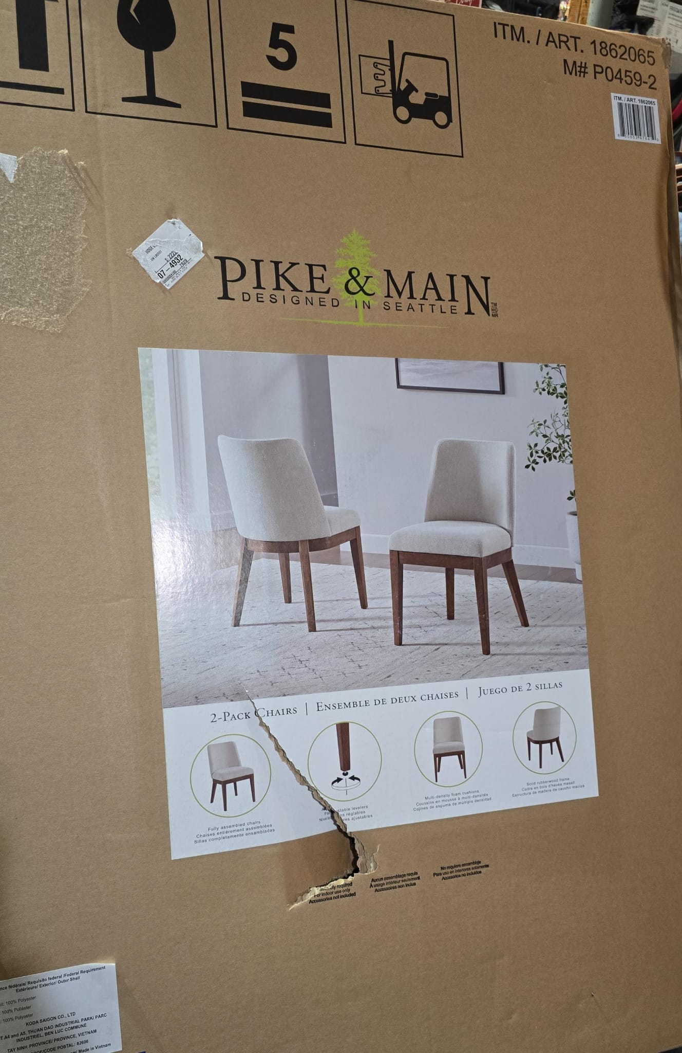 Pike and Main Fabric Dining Chair, 2-pack
