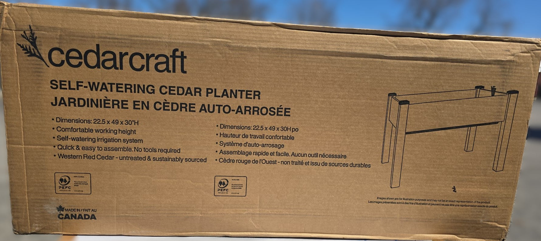 CedarCraft Self-watering Elevated Garden Planter 124.5 cm (49 in.)
