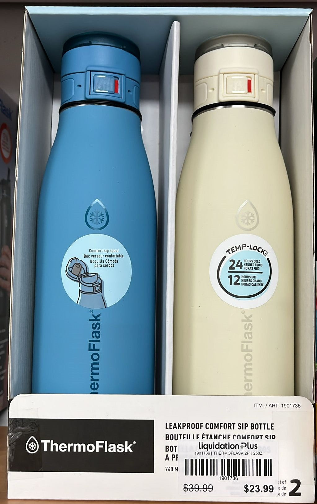 Thermoflask 740 mL (25 oz) Stainless Steel Bottle, 2-pack