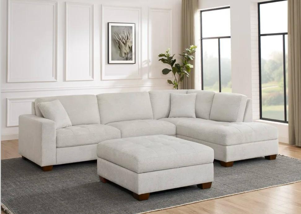 THOMASVILLE 3PC FABRIC SECTIONAL 3 BOXES