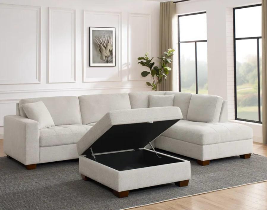 THOMASVILLE 3PC FABRIC SECTIONAL 3 BOXES