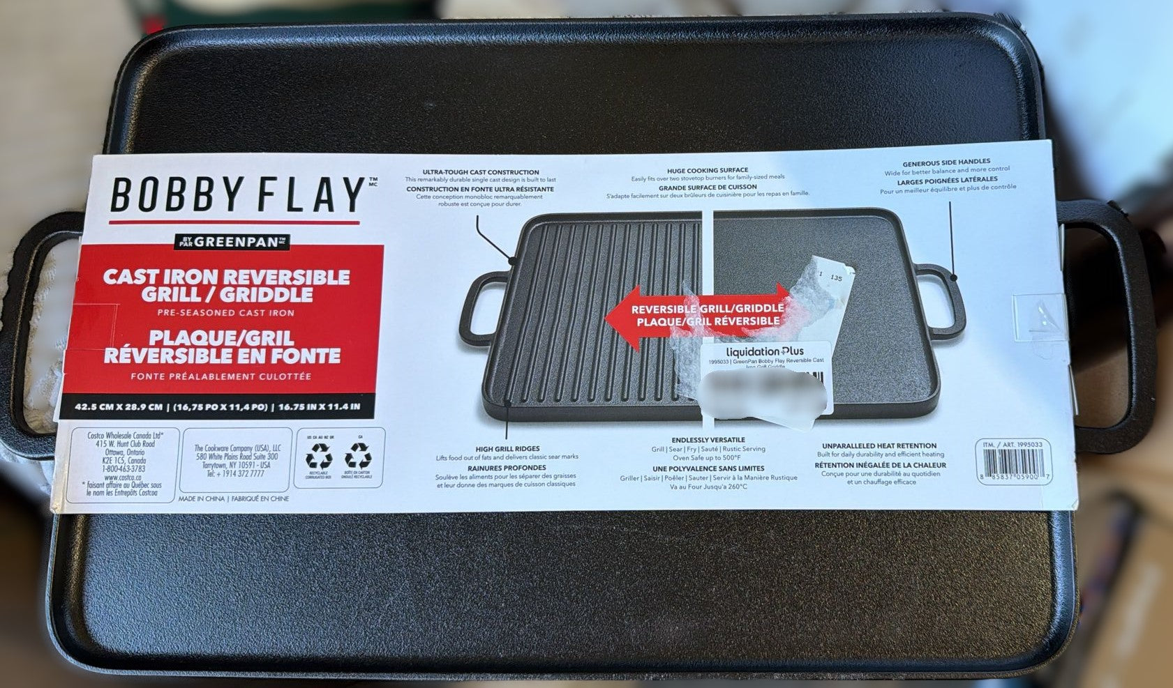 Bobby Flay by GreenPan Reversible Cast Iron Grill Griddle