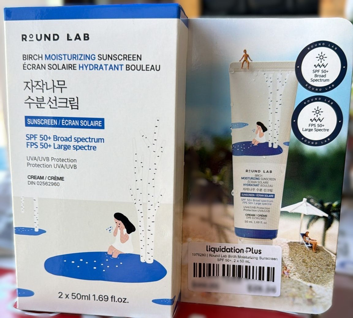 Round Lab Birch Moisturizing Sunscreen SPF 50+, 2 x 50 mL