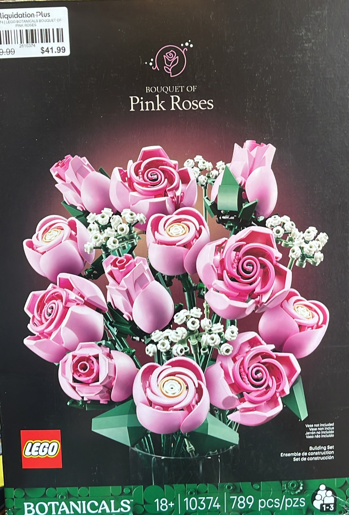 LEGO Botanicals Bouquet of Pink Roses Artificial Flowers Building Blocks for Adults Ages 18+
