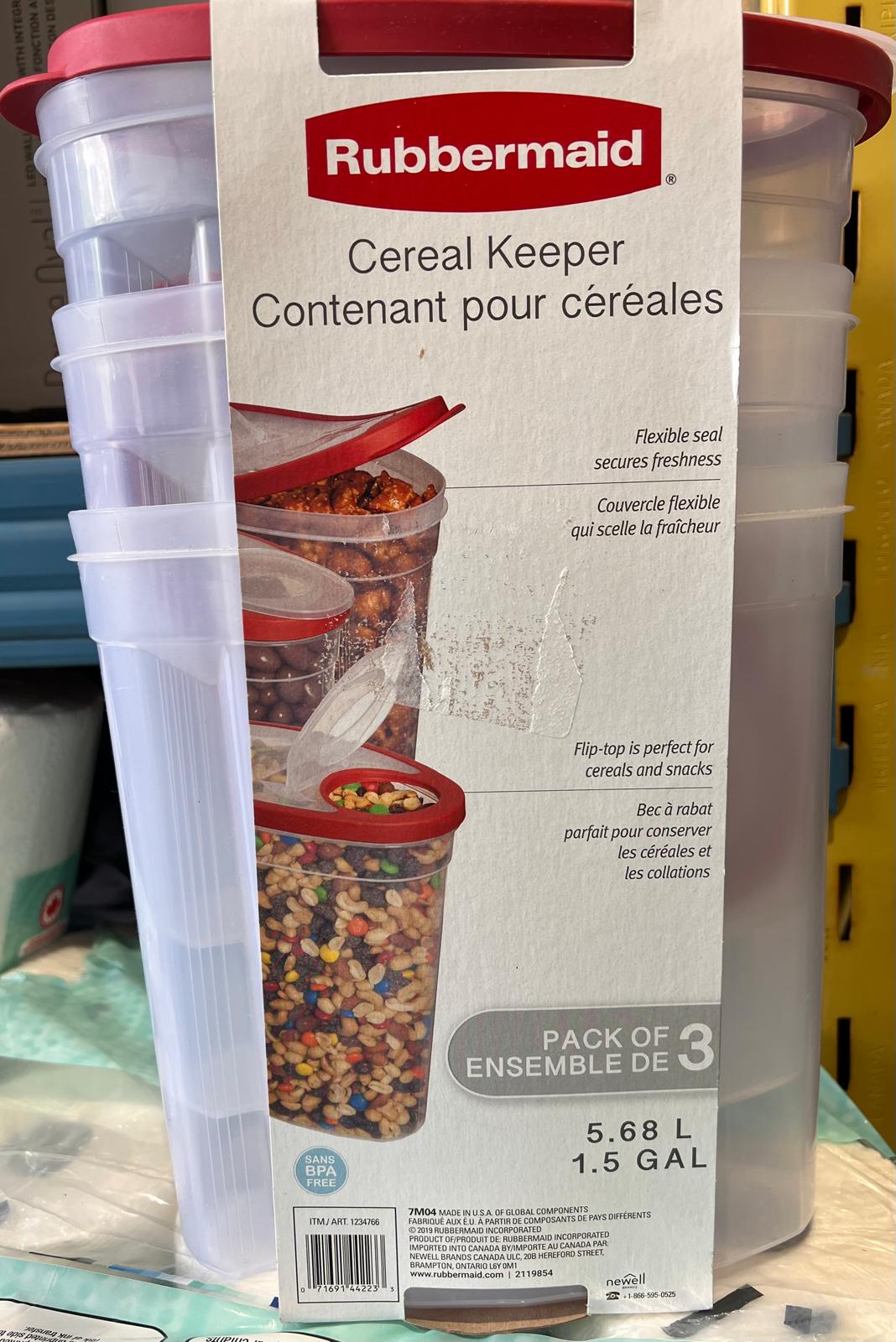 RUBBERMAID CEREAL KEEPER PACK OF 3