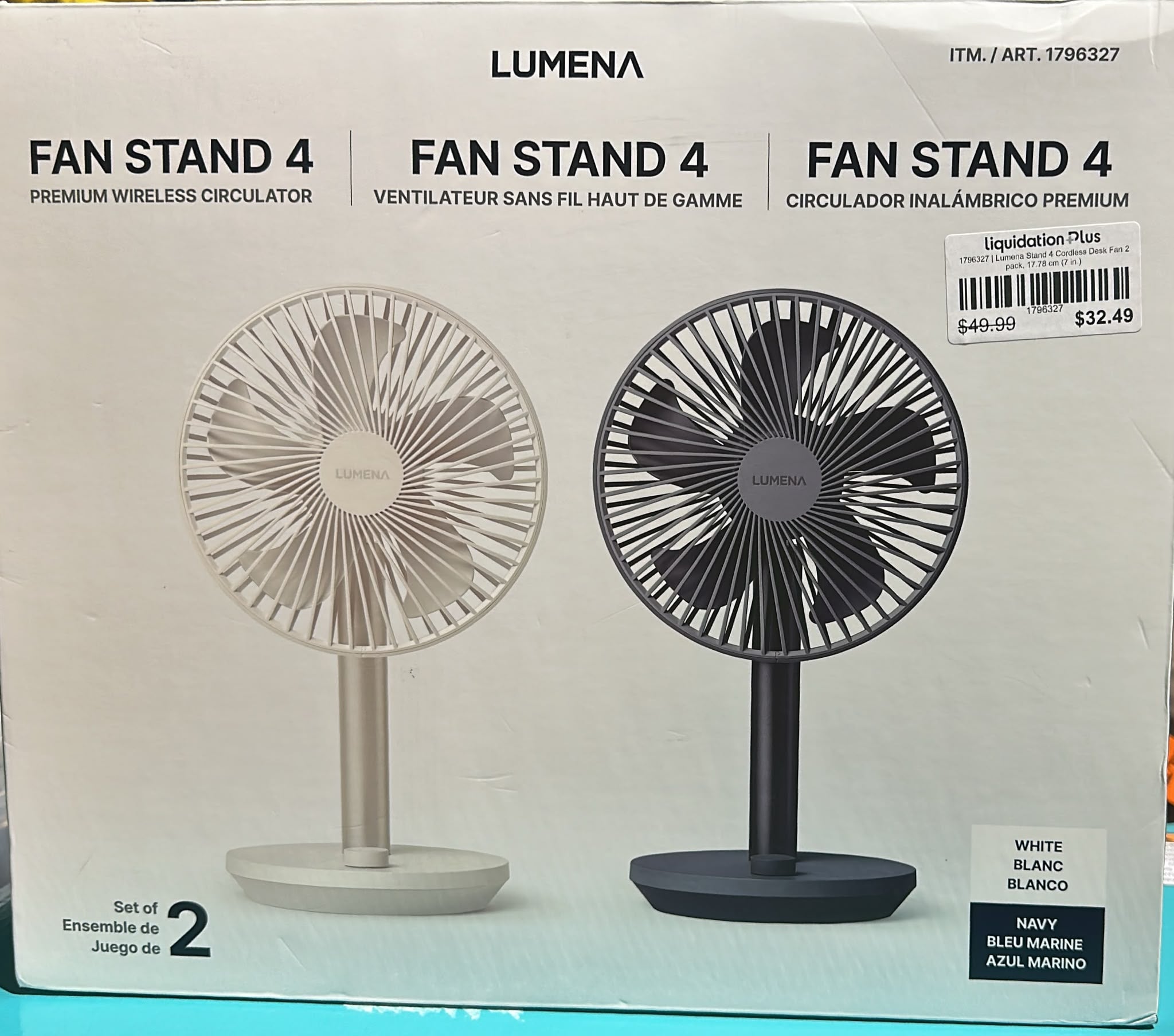 Lumena Stand 4 Cordless Desk Fan 2 pack, 17.78 cm (7 in.)