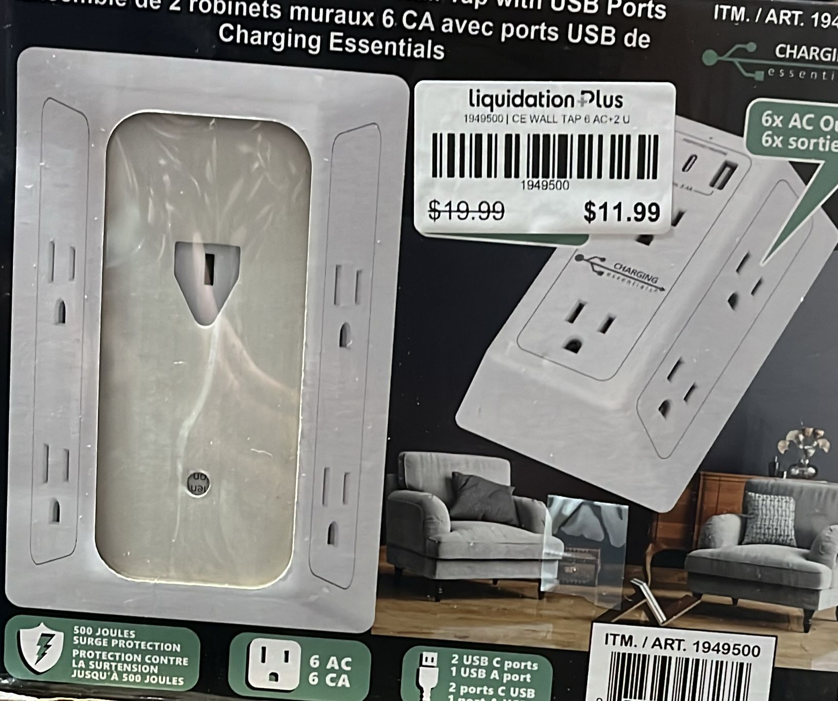 CHARGING ESSENTIALS USB A + C WALL TAP PACK OF 2