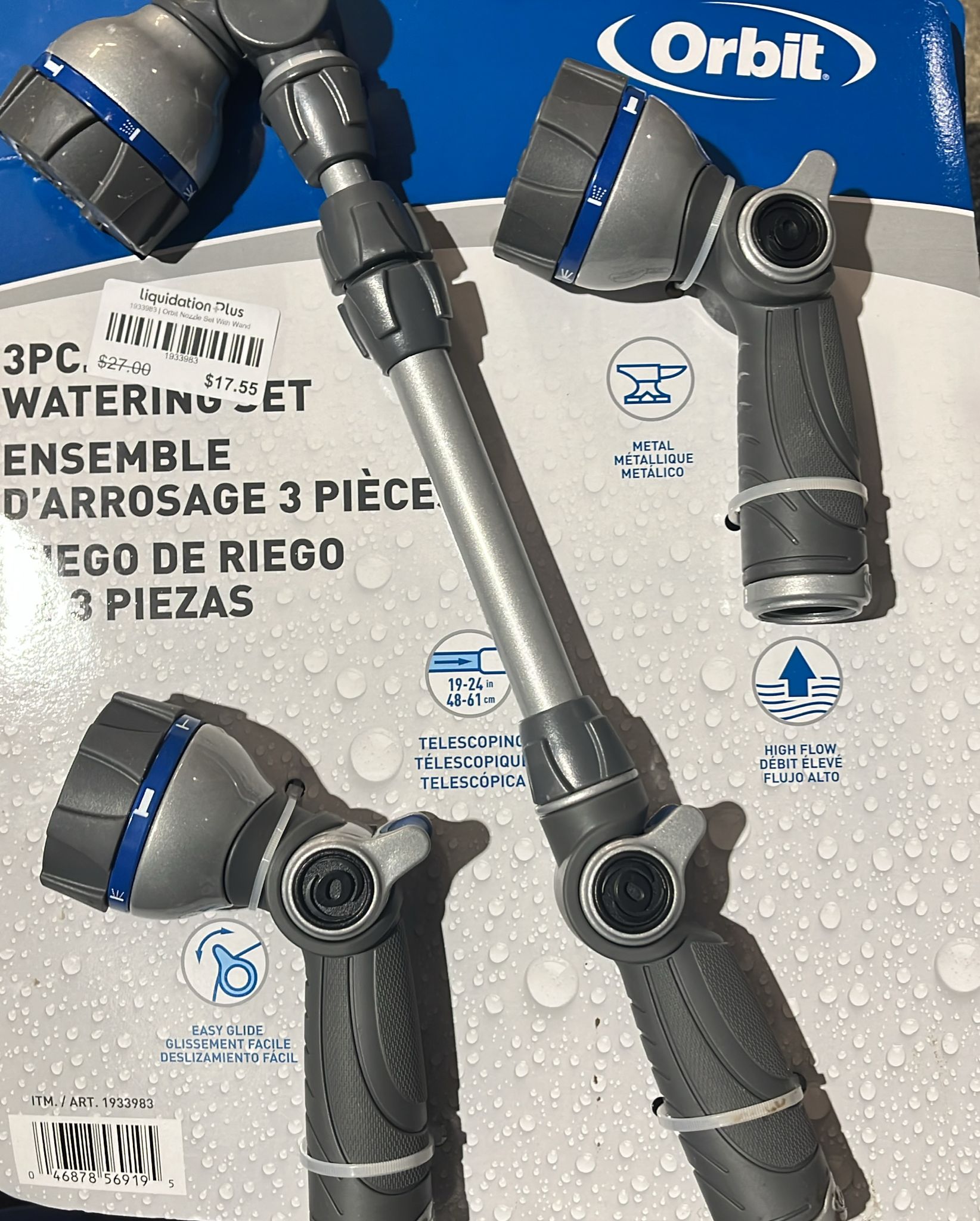 Orbit 3-piece Nozzle Set, with 2 Multi-Pattern Nozzles and One Telescoping Wand