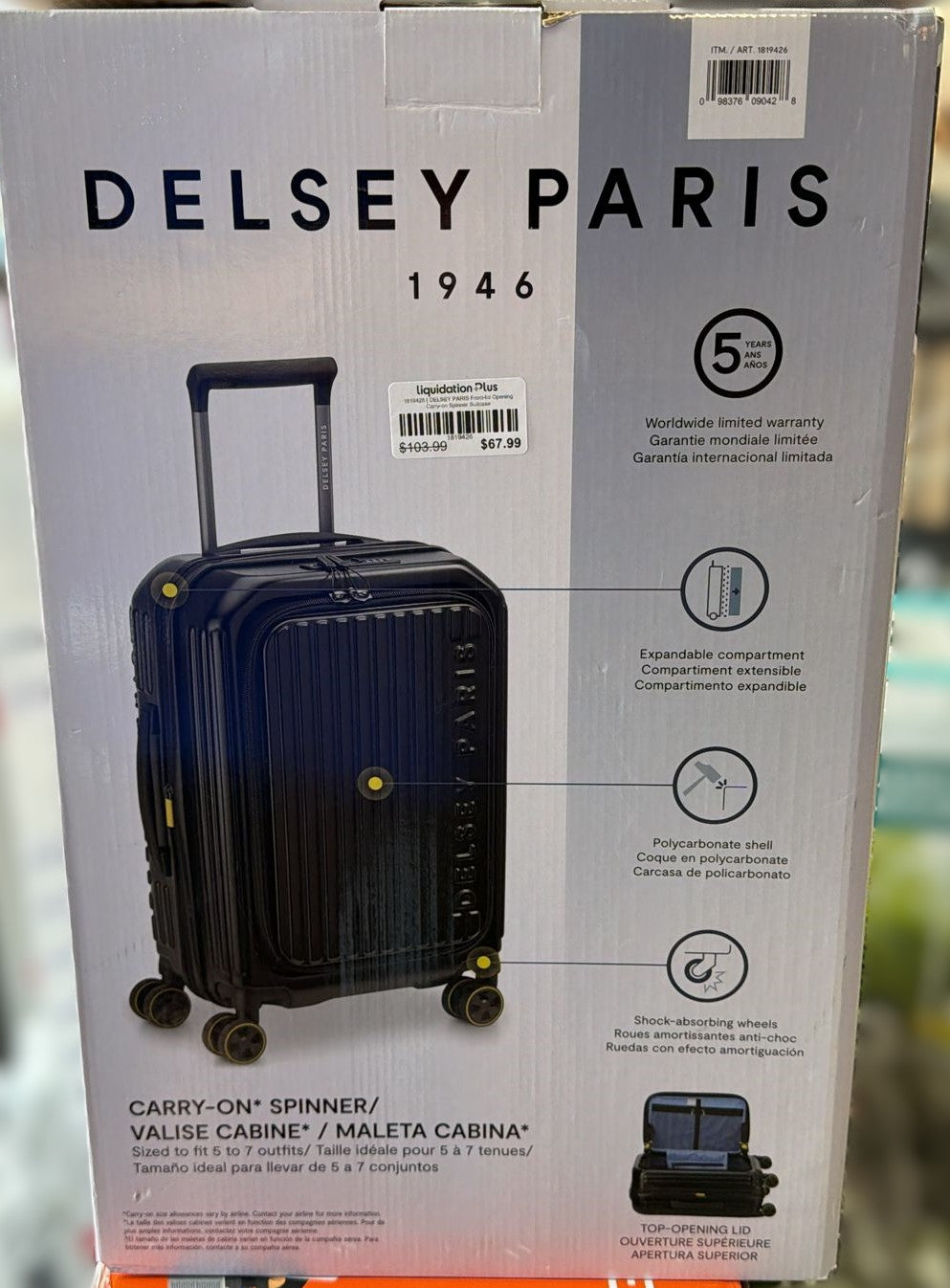 DELSEY PARIS Front-lid Opening Carry-on Spinner Suitcase
