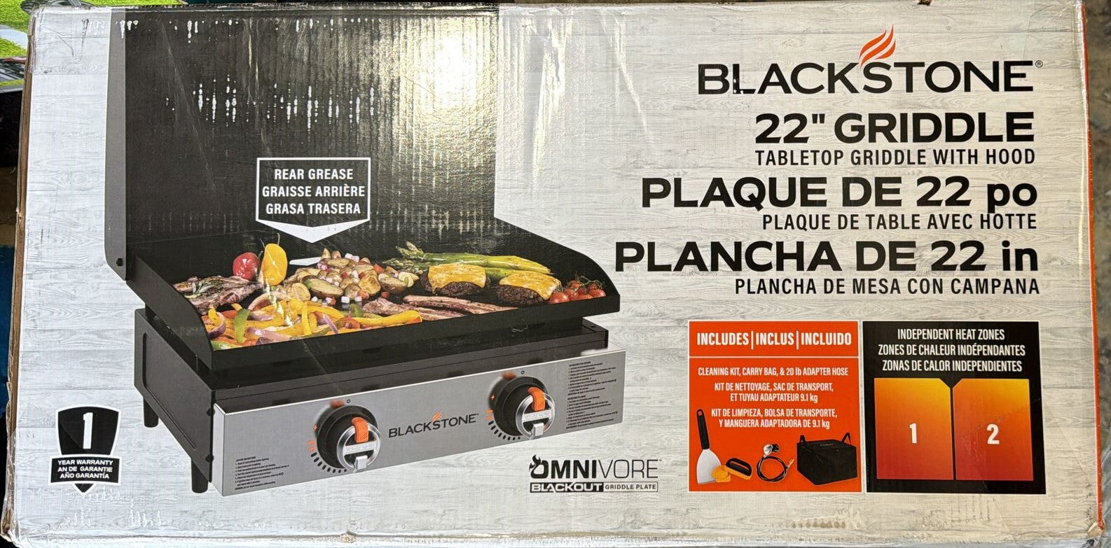 Blackstone Original 22” Tabletop Pre Seasoned Griddle with Hood Bundle