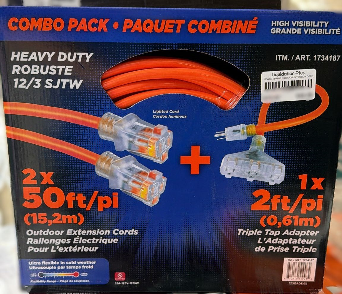 PRIME 50 ft Outdoor Extension Cord, 2-pack