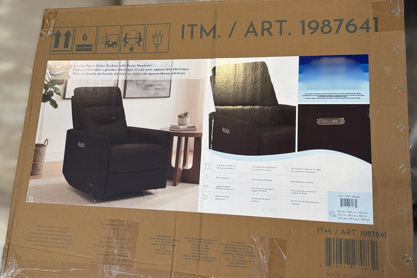 Gilman Creek Top‑grain Leather Power Glider Recliner, Dark Brown