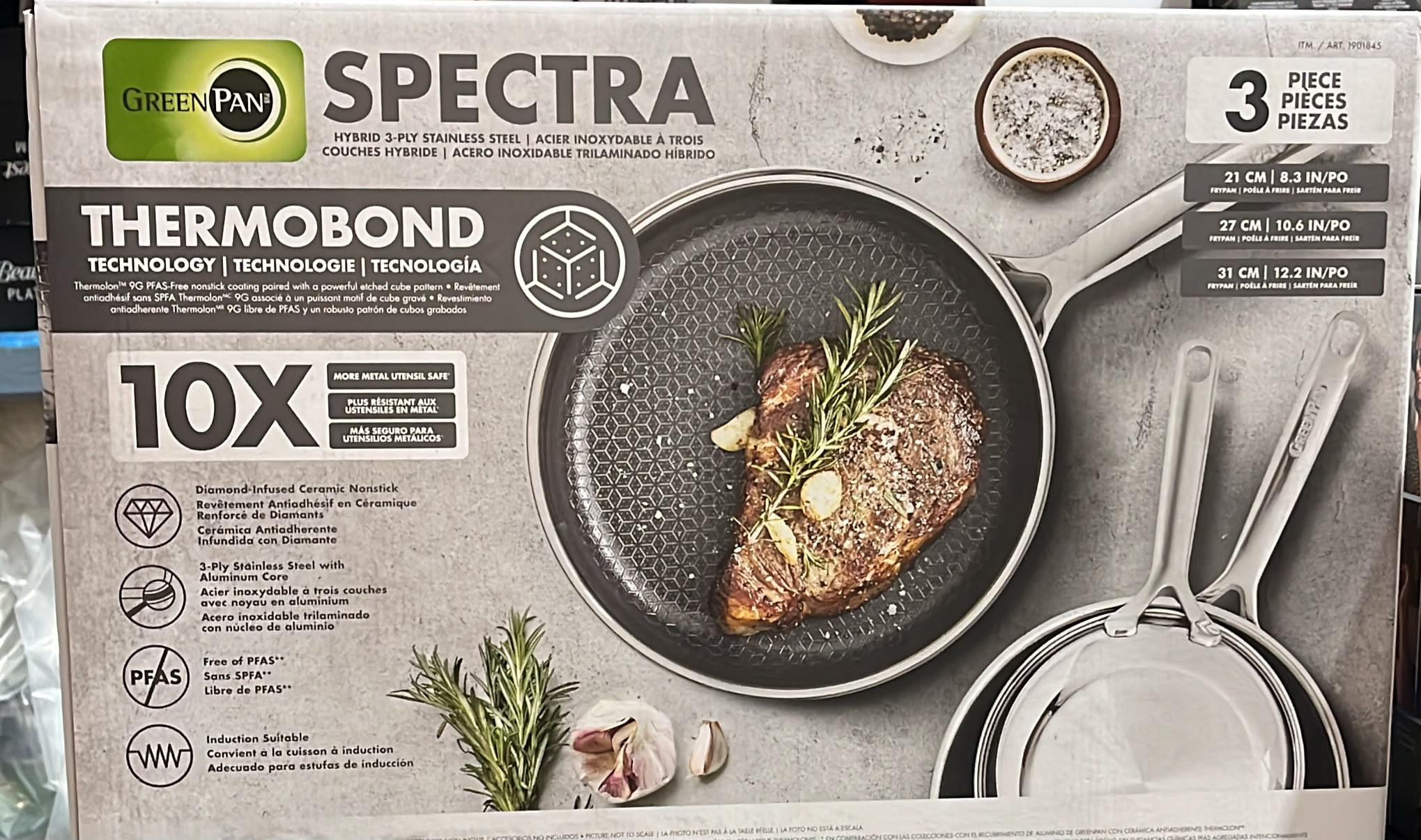 Greenpan Spectra Hybrid Ceramic Non-Stick Skillet Set, 3-pieces