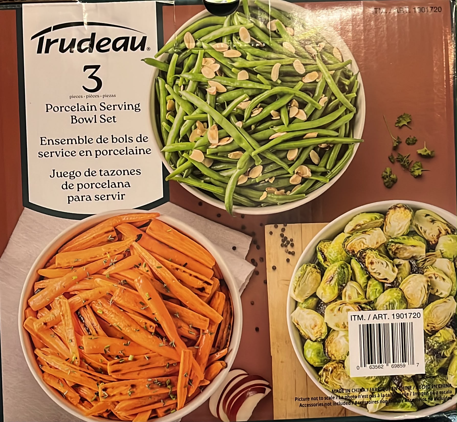 Trudeau Lila Porcelain Serving Bowl Set, 3-pieces