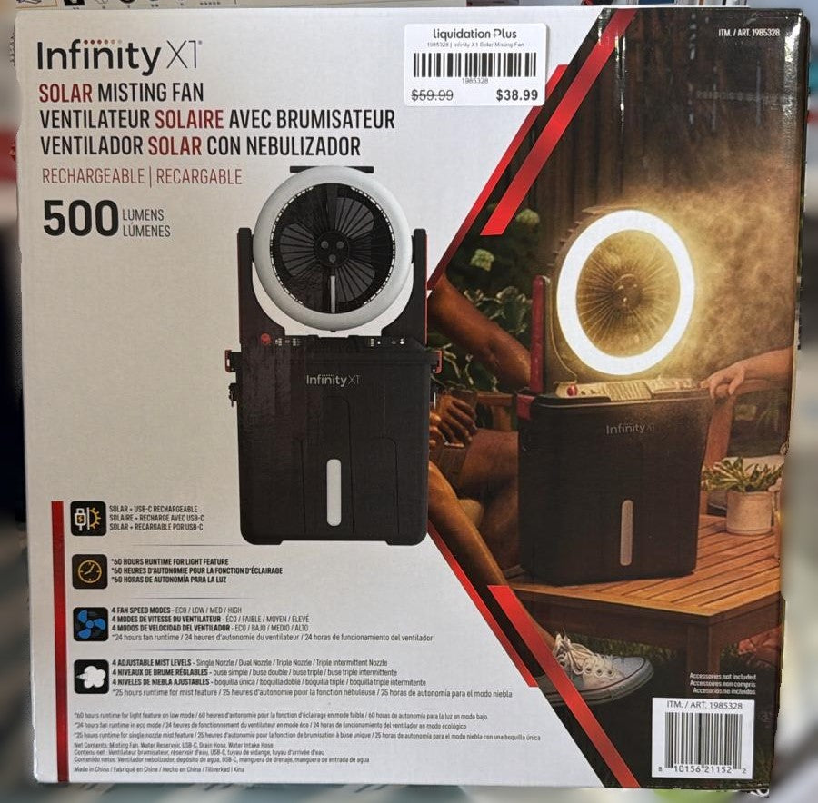 Infinity X1 Solar Misting Fan