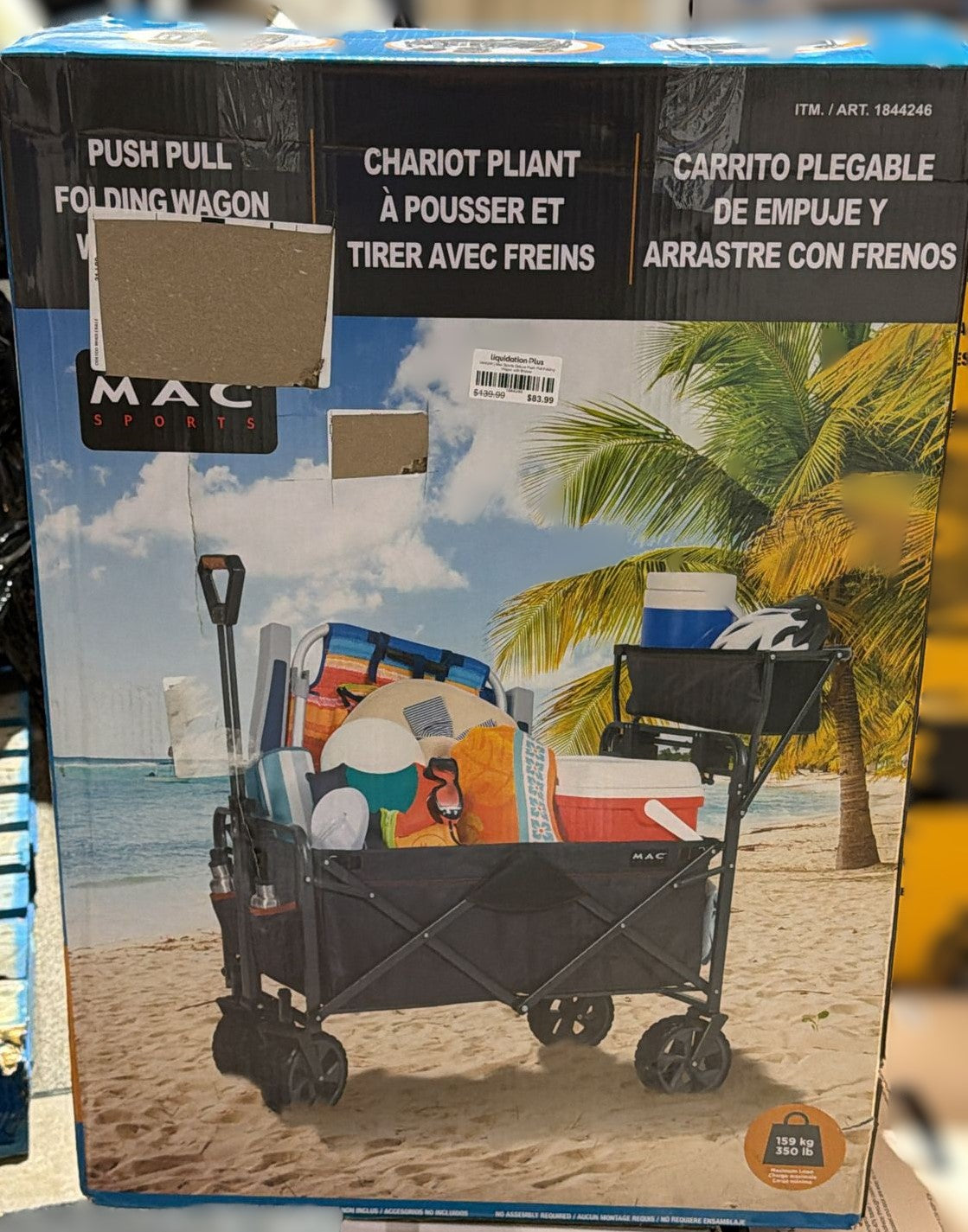 Mac Sports Deluxe Push Pull Folding Wagon with Brakes