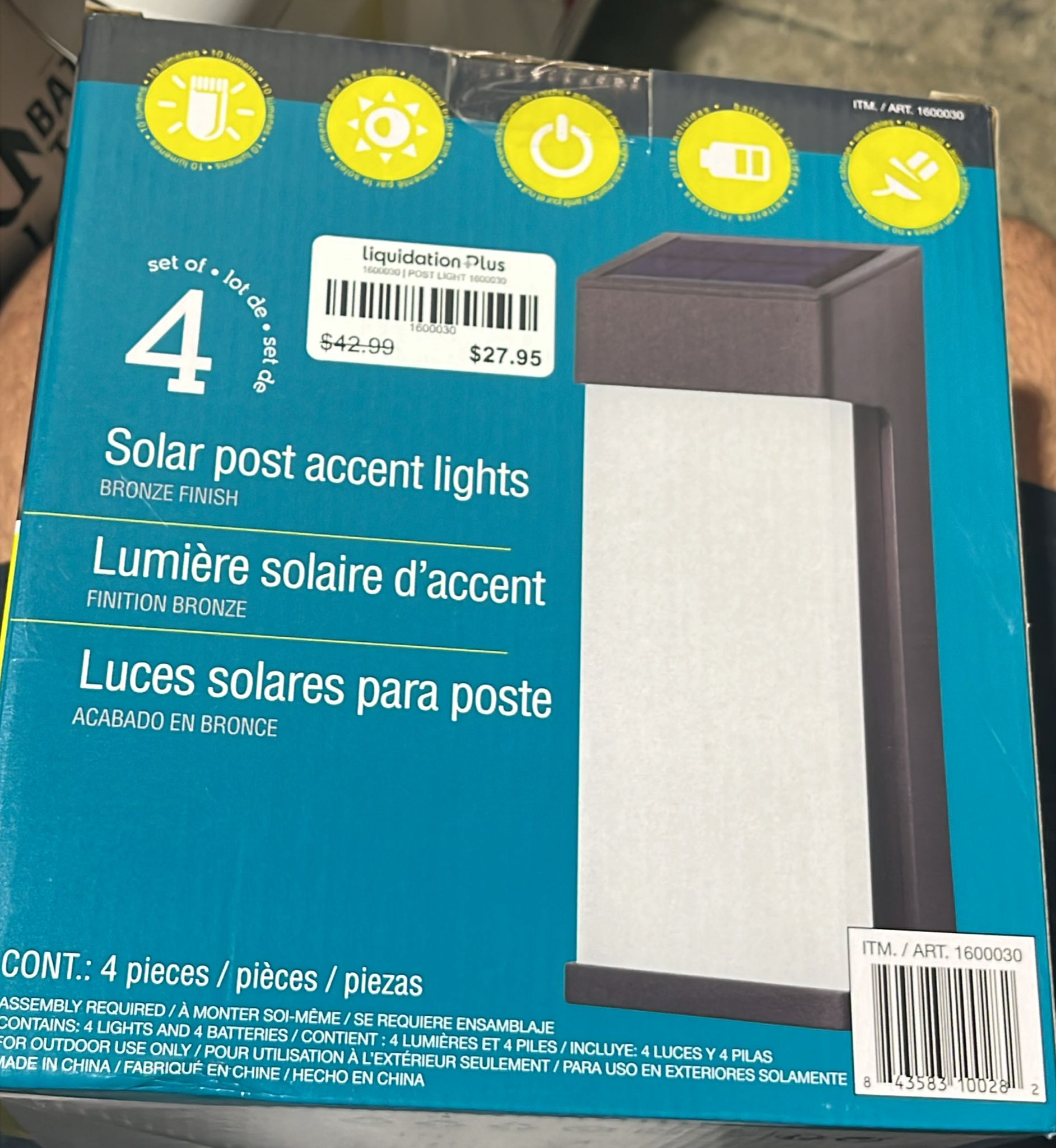 GTX Solar Post Wall Light, 4-Pack