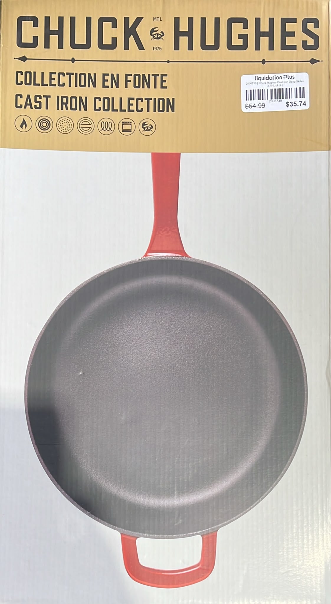 Chuck Hughes Cast Iron Deep Skillet, 3.75 L (4 qt.)